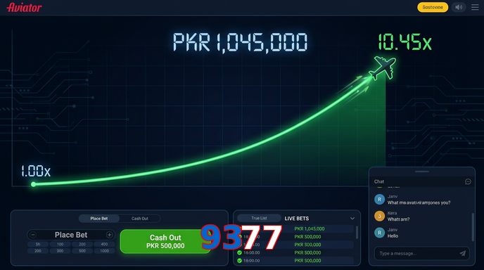Main screen of 9377 aviator page for PK players